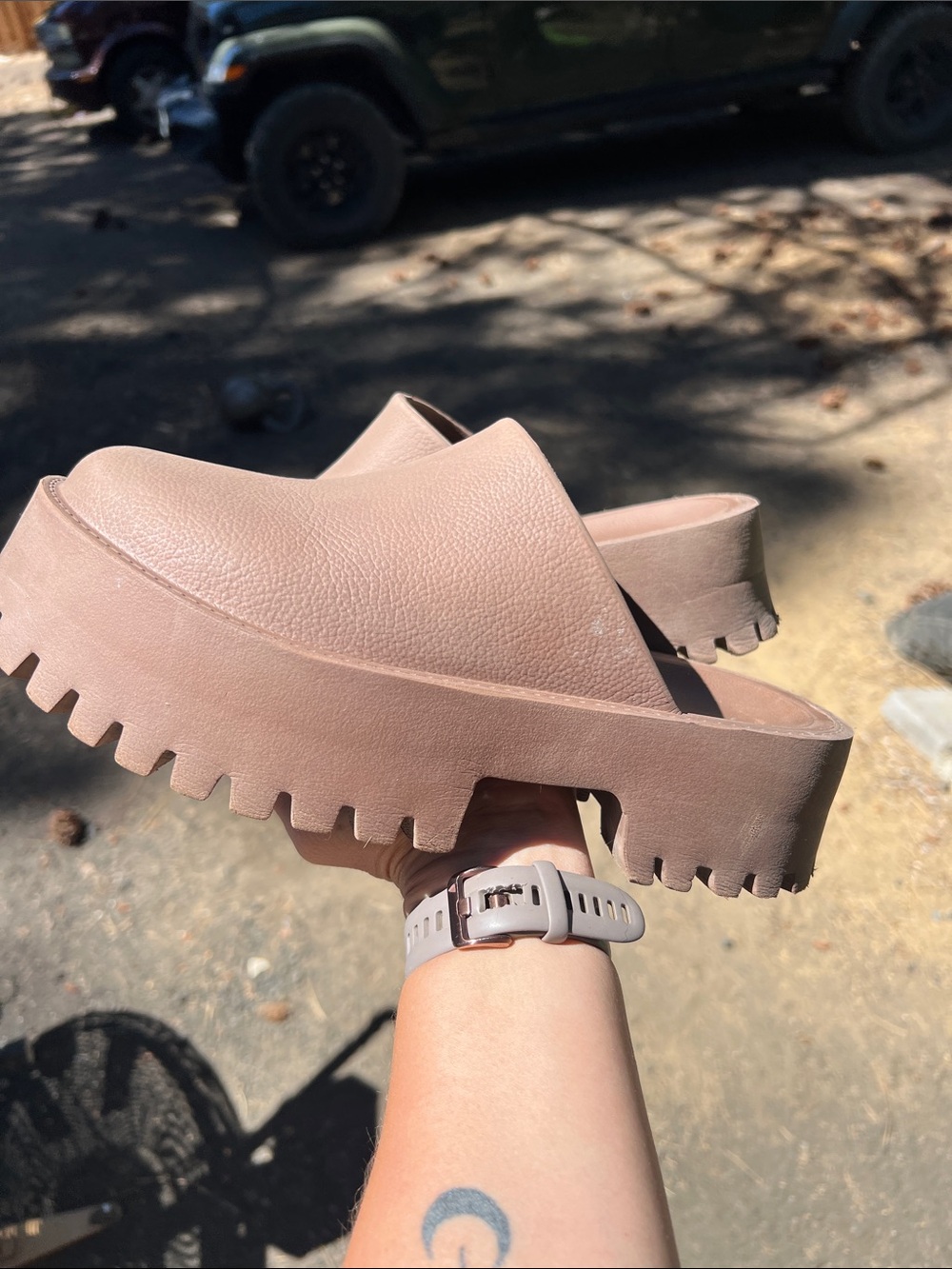 Jeffrey Campbell Mauve-Taupe Slip-On Leather Clogs - Picture 4 of 5